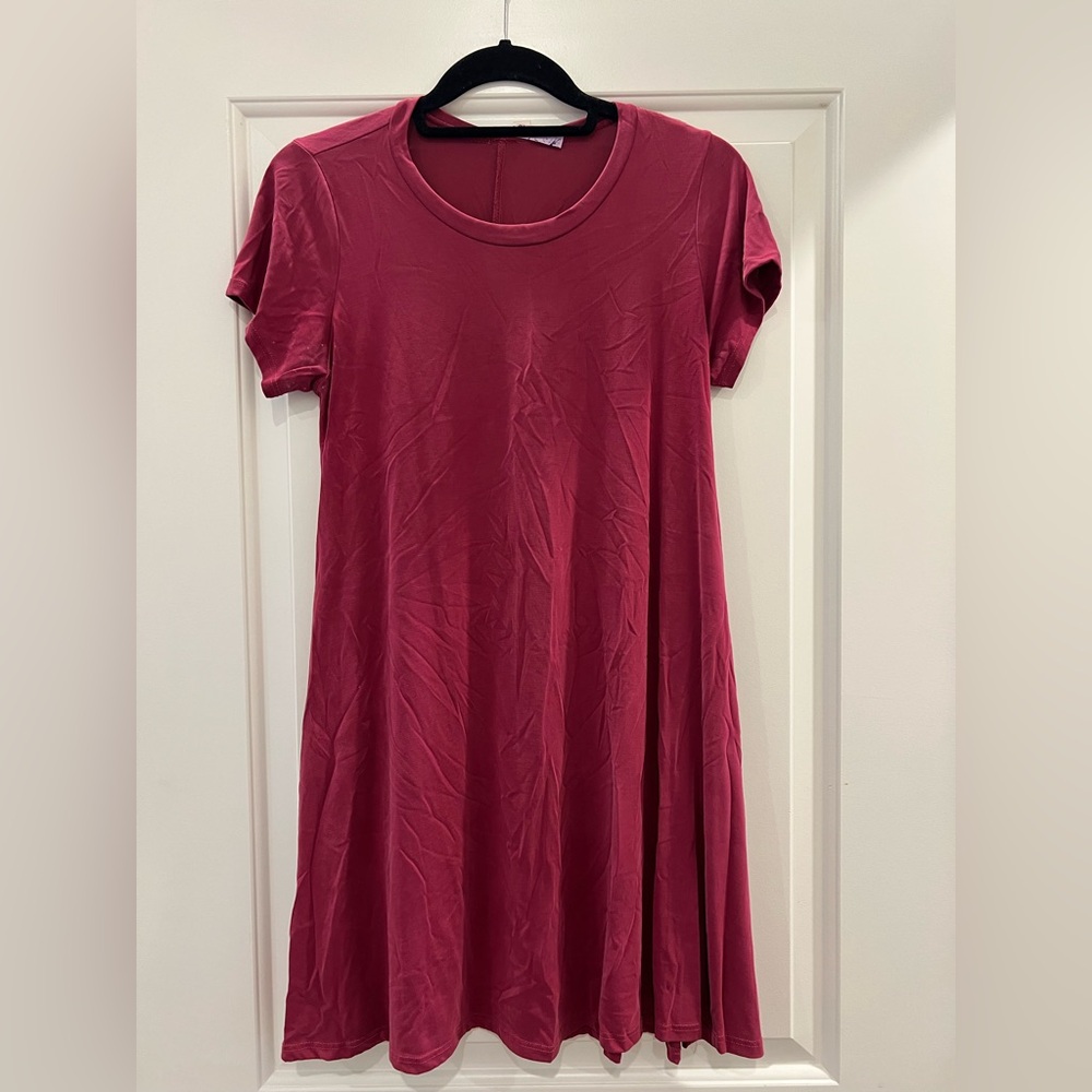 Alya Red Short Sleeve Tshirt Dress